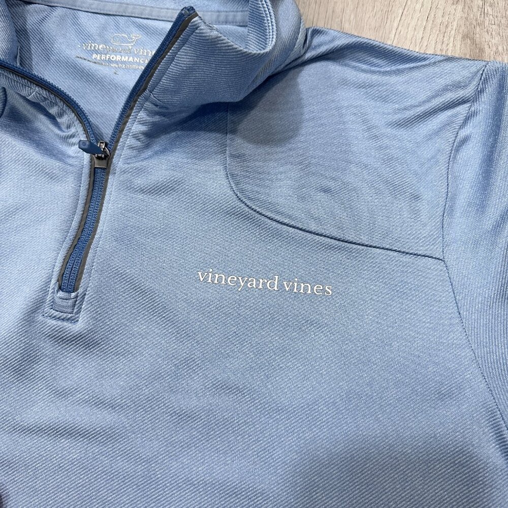 Vineyard Vines Sweatshirt Mens Large Performance 1/4 Zip Pullover Blue Stretch - Picture 3 of 11